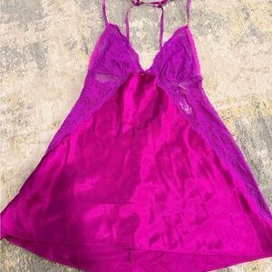Elegant Lace Chemise in Vibrant Pink and Purple